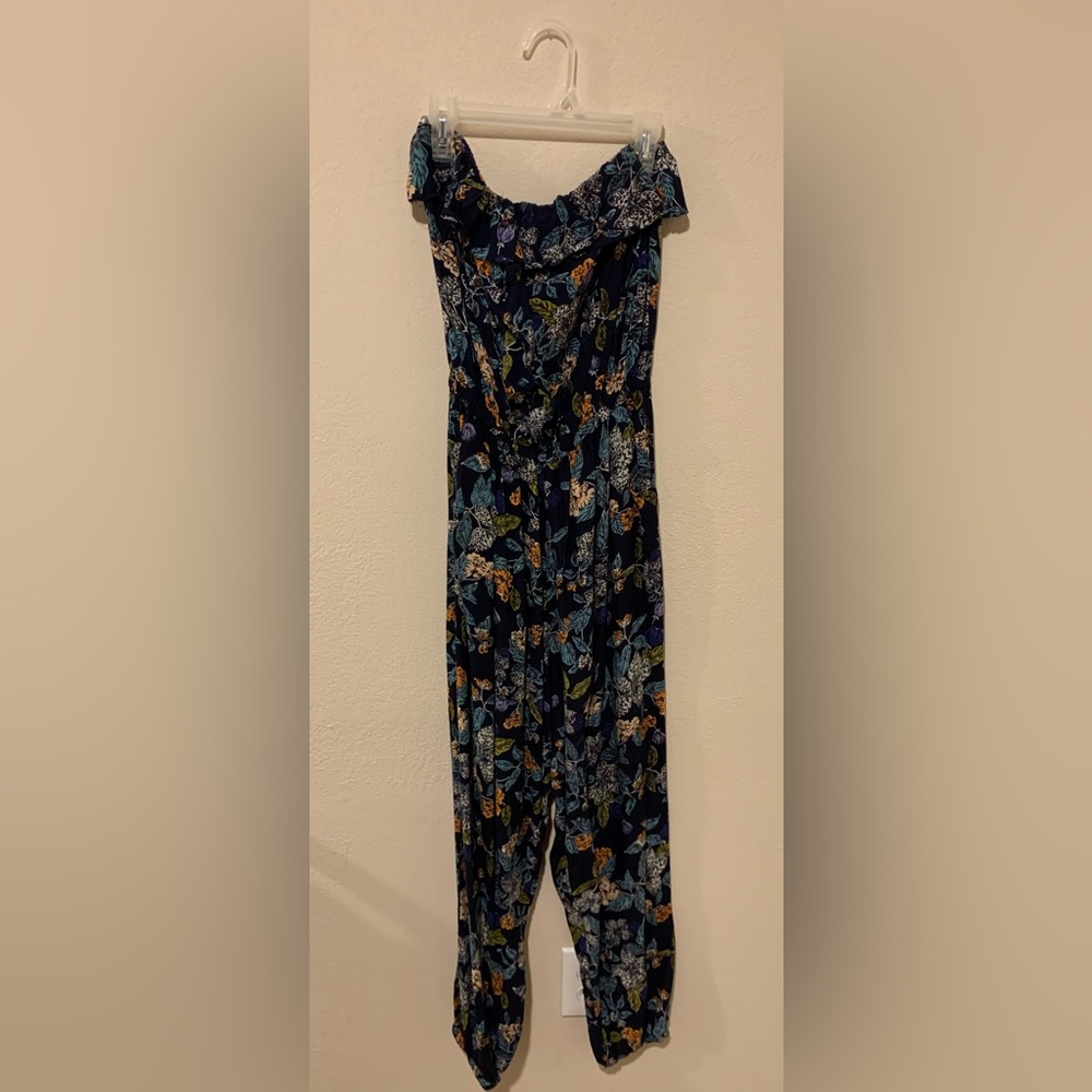 Strapless Navy Floral Jumpsuit